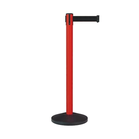 Montour Line Stanchion Belt Barrier Red Post 11ft. Black Belt ES400-RD-BK-110